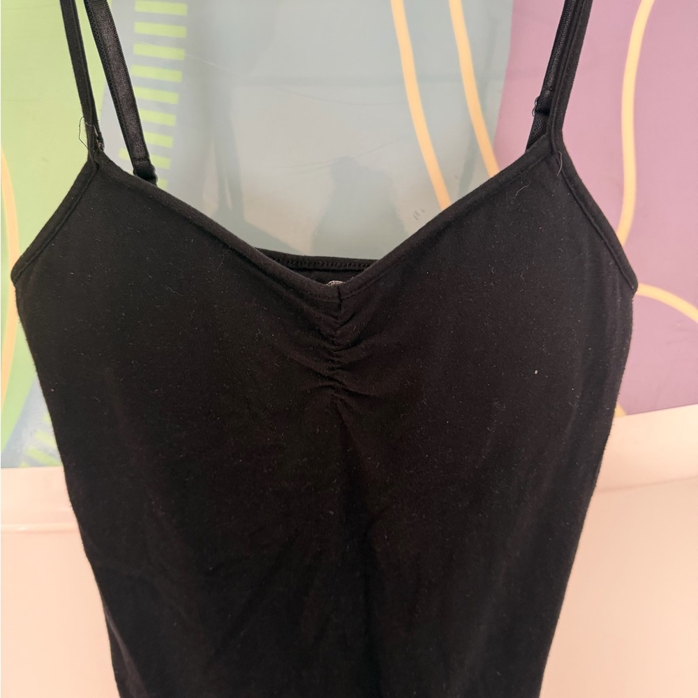 Black Women's Adjustable Strap Cami Tank Top - Picture 3 of 3